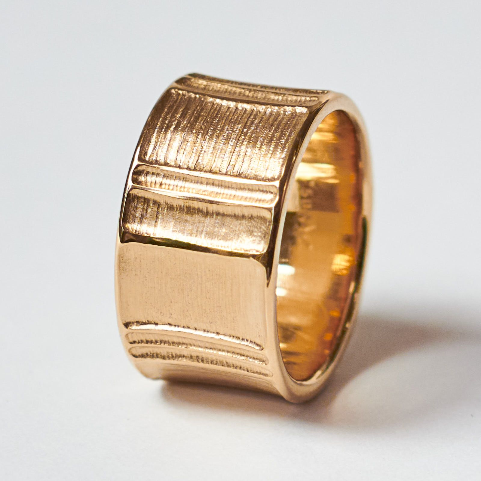 Ring, Rosegold, Rillenstruktur, breit