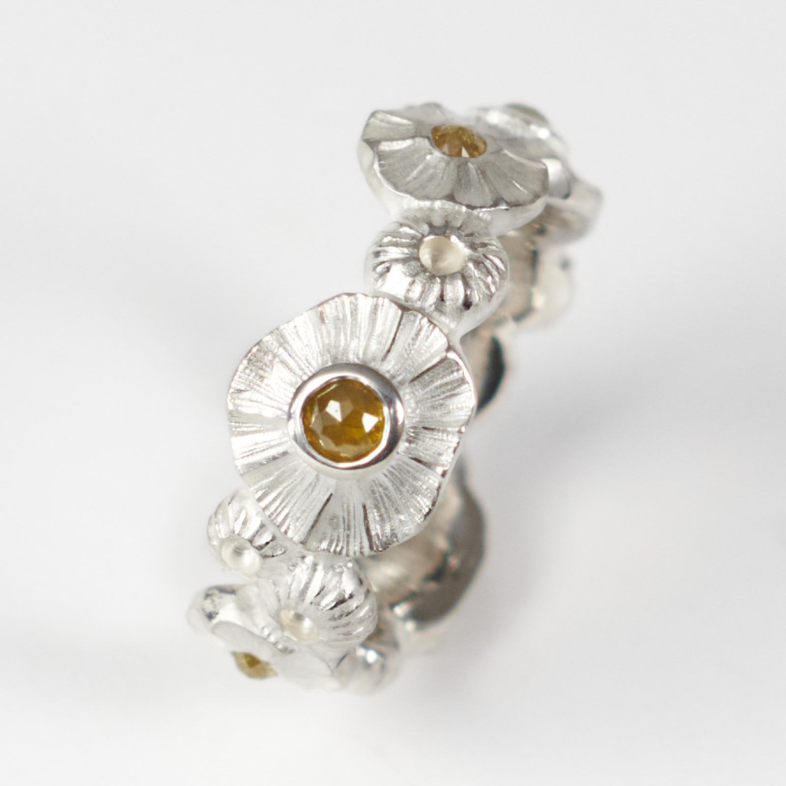 Ring, Silber 925, Diamantrosen